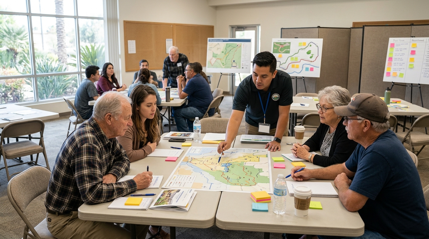 Illustrative Riverside County community meeting about future parks and recreational facilities